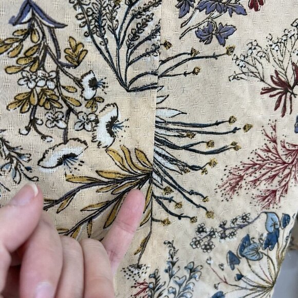 WAYF Porcelain Doll Blouse XS Tan Floral Tie Back Sheer Revolve Top - Picture 4 of 9